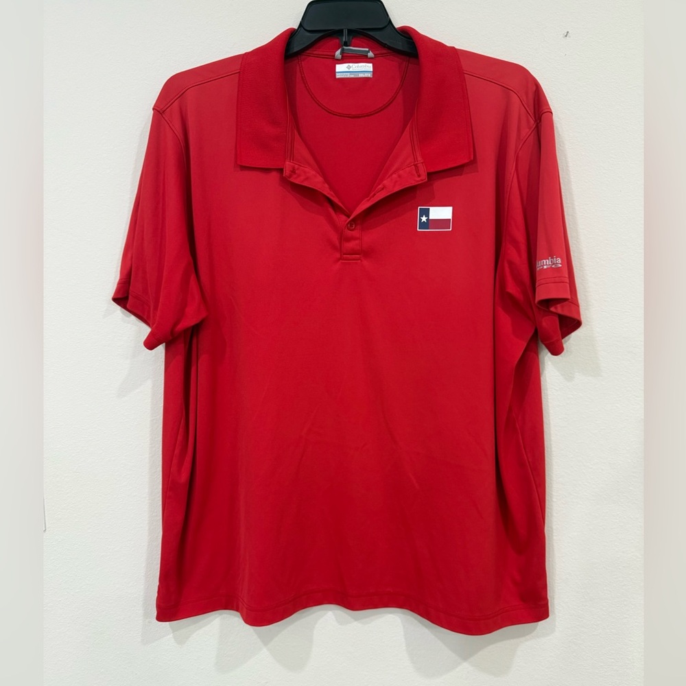 Classic Red Polo Shirt with Texas Flag Emblem